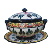 Soup tureen and dish Saint Jean de Bretagne ceramic pottery Brittany France