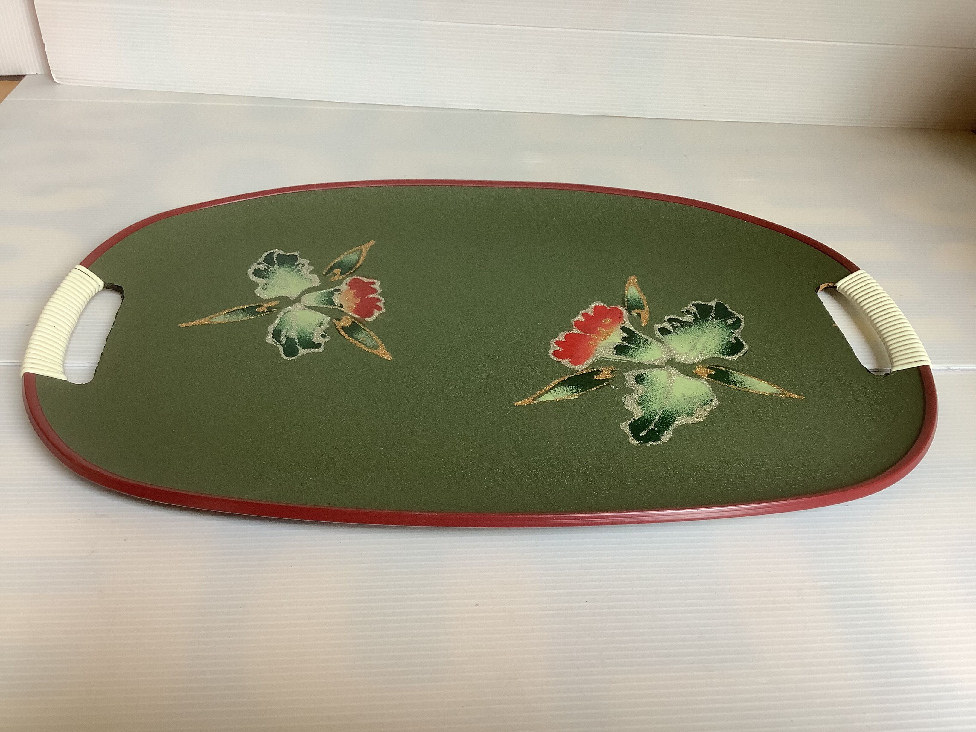 Glitter flower tray handles scoubidou Japan