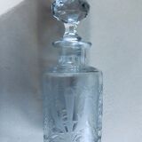 Old engraved crystal bottle