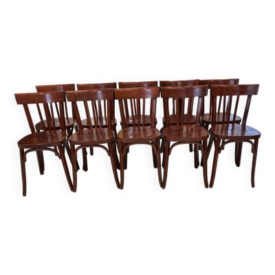 Suite de 10 chaises de Bistrot vintage années 1970