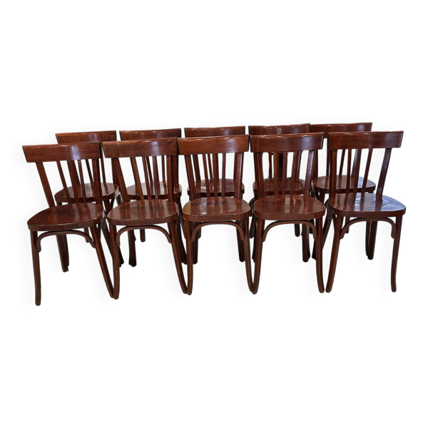Suite de 10 chaises de Bistrot vintage années 1970