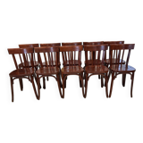 Set of 10 vintage bistro chairs from the 1970s.