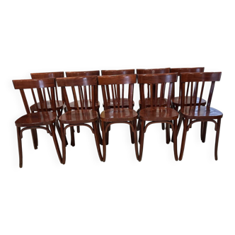 Set of 10 vintage bistro chairs from the 1970s.