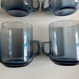 Set of 8 glasses Scandinavian cups Denby-Milnor mid century modern ice blue