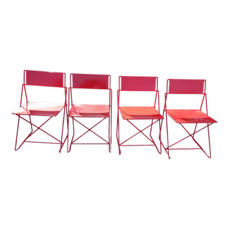 4 Magis red metal chairs for System