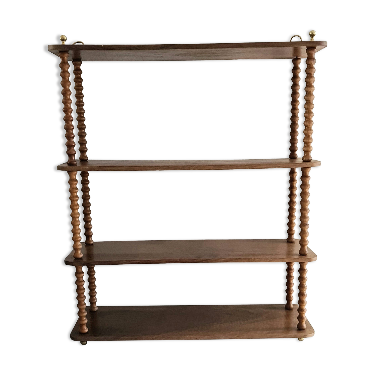 Vintage shelf turned wood and brass