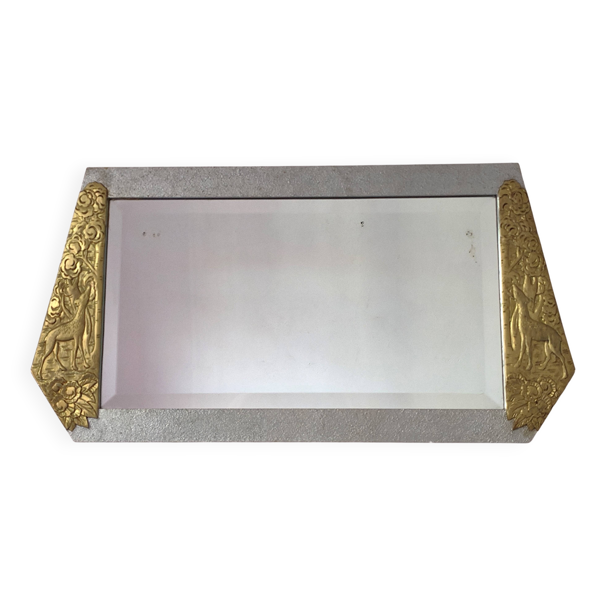 Art Deco wooden mirror with bevelled glass