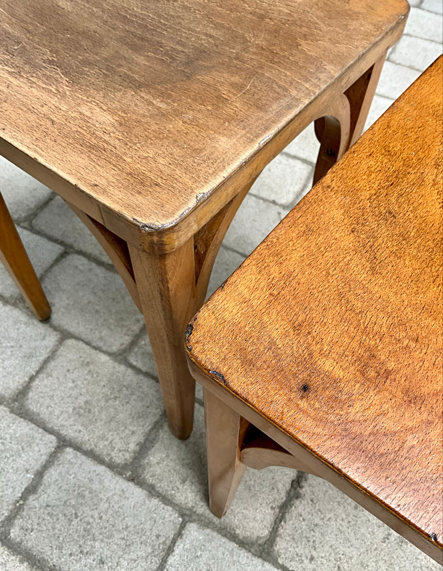 Luterma stool pair in beech – France, 1950s
