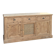 Renovated solid raw wood and cane sideboard - 3-door buffet