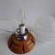 Pair of Mid-Century Czech Wood and Frosted Glass Table Lamps, 1990