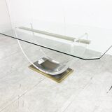 Vintage lucite and brass dining table, 1970s