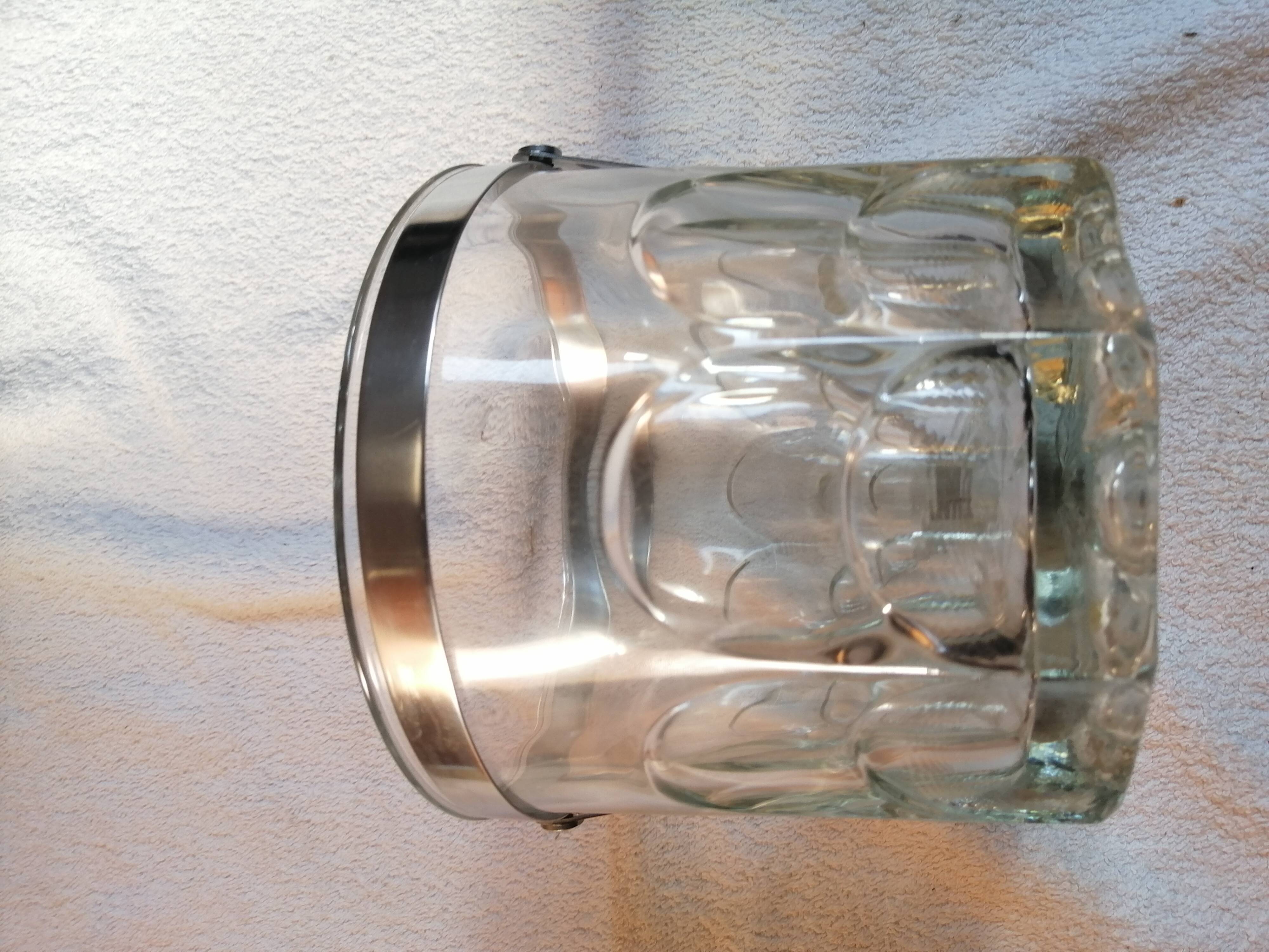 Glass and metal ice bucket