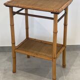 Table d'appoint, desserte en bambou et bois, vintage