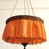 Ceiling lamp made of satin fabric and crystals, Spain, 1940