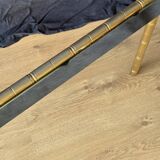 Gilded brass bamboo and smoked glass side table, France 1970