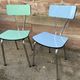 2 mismatched formica chairs mid century vintage 1960