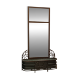 Art deco hammered wrought iron planter mirror