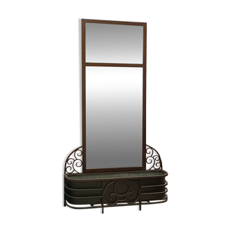 Miroir jardinière art déco fer forgé martelé