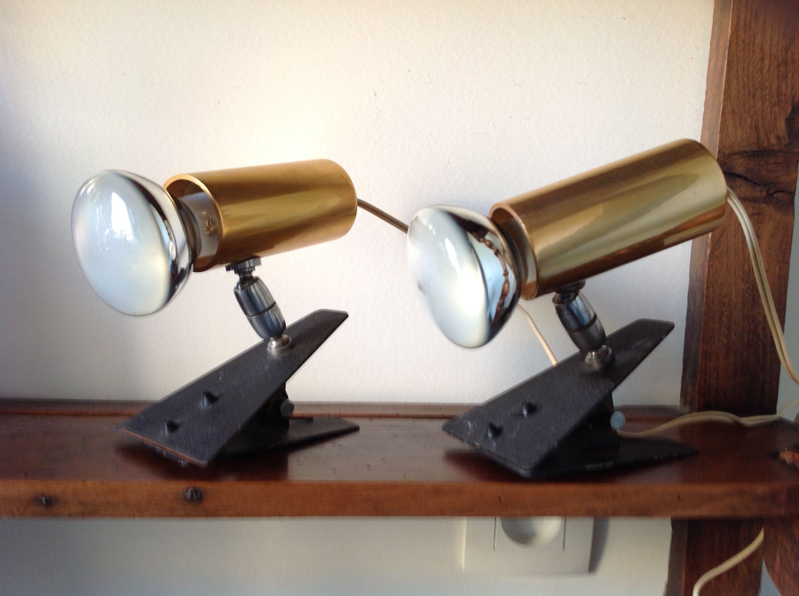 Paire de lampes spots à pince, vintage, années 70