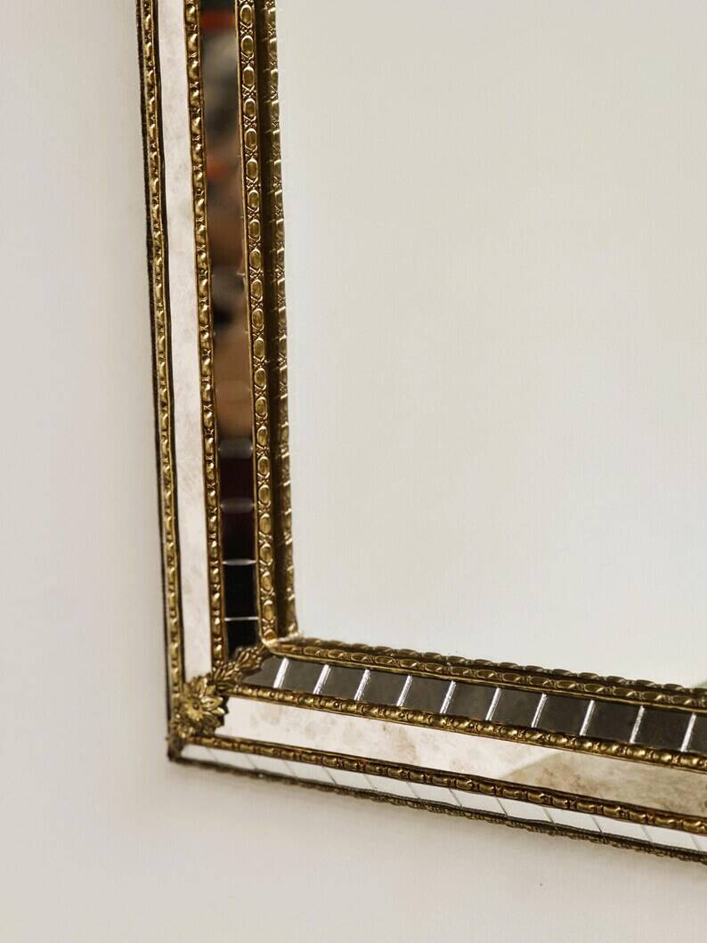Vintage Spanish Mosaic Mirror with Arched Top – 1970s