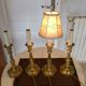 Set of four old electrified brass chandelier