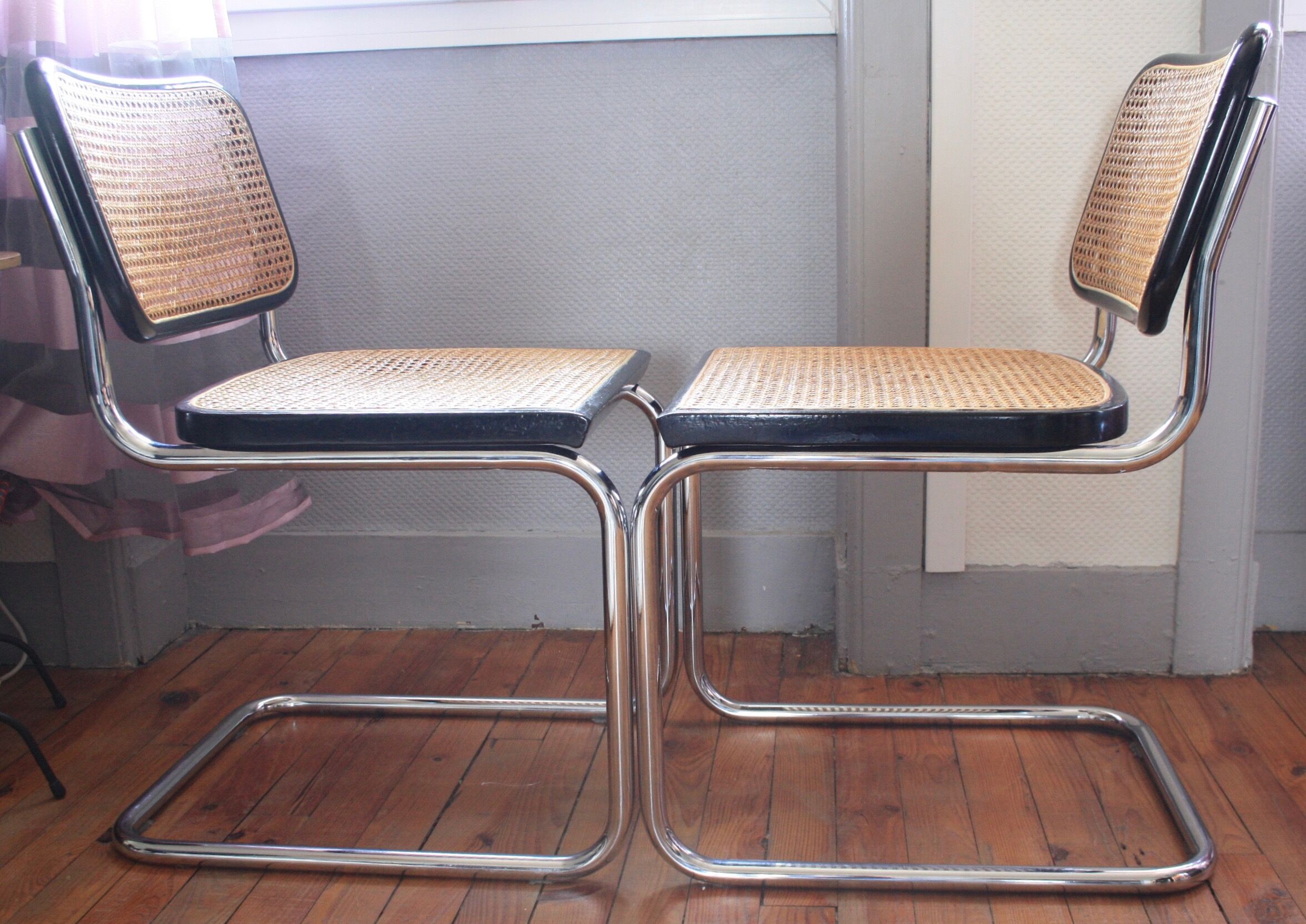 Pair of chairs cesca B32 Marcel Breuer black Gavina
