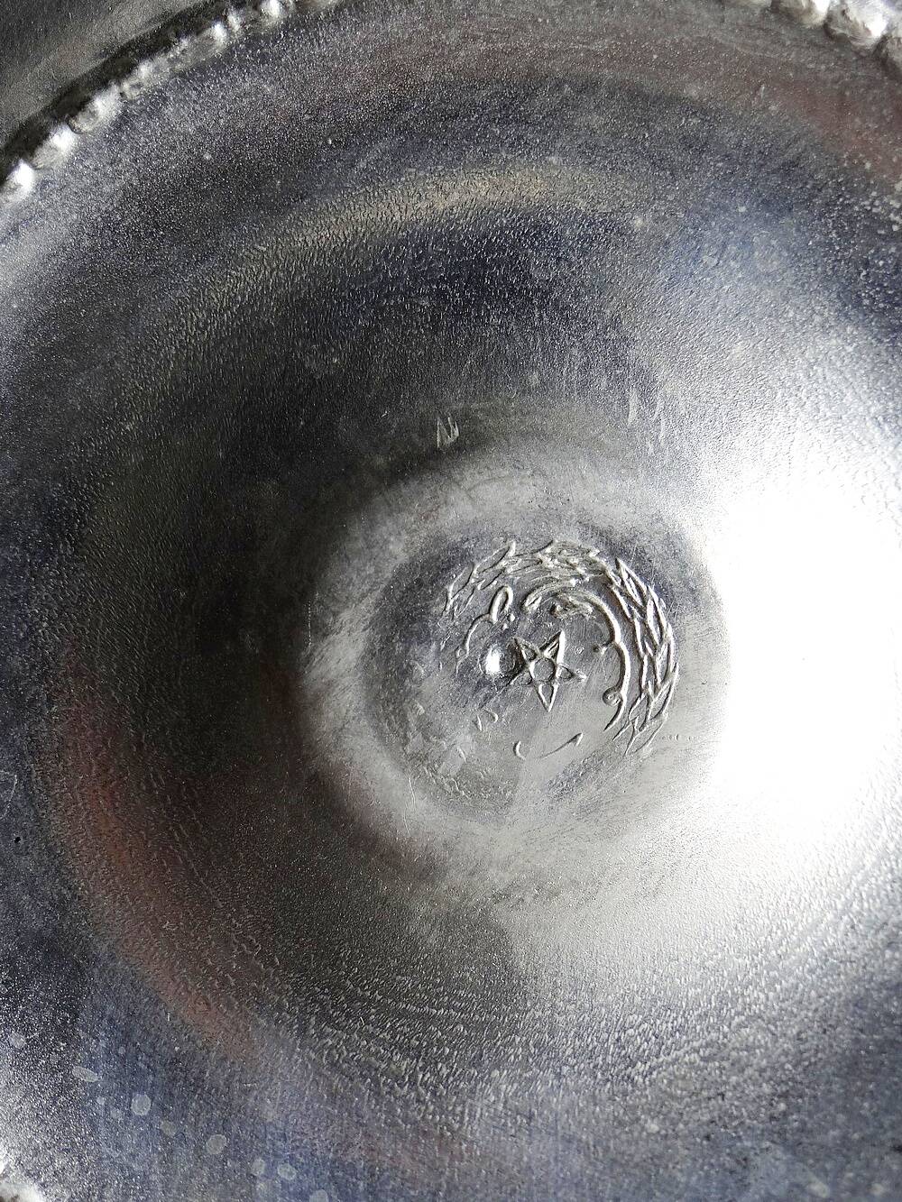 Rare vintage oriental covered serving dish in silver-plated metal, mid-20th century.