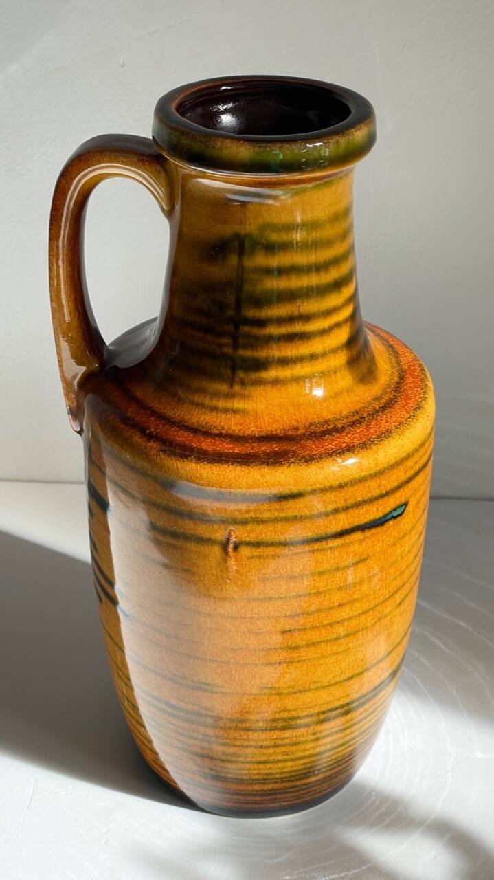 Vintage glazed ceramic amphora vase – west germany