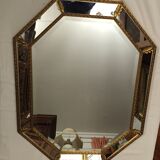 Octagonal mirror wooden gold beveled 92x71cm