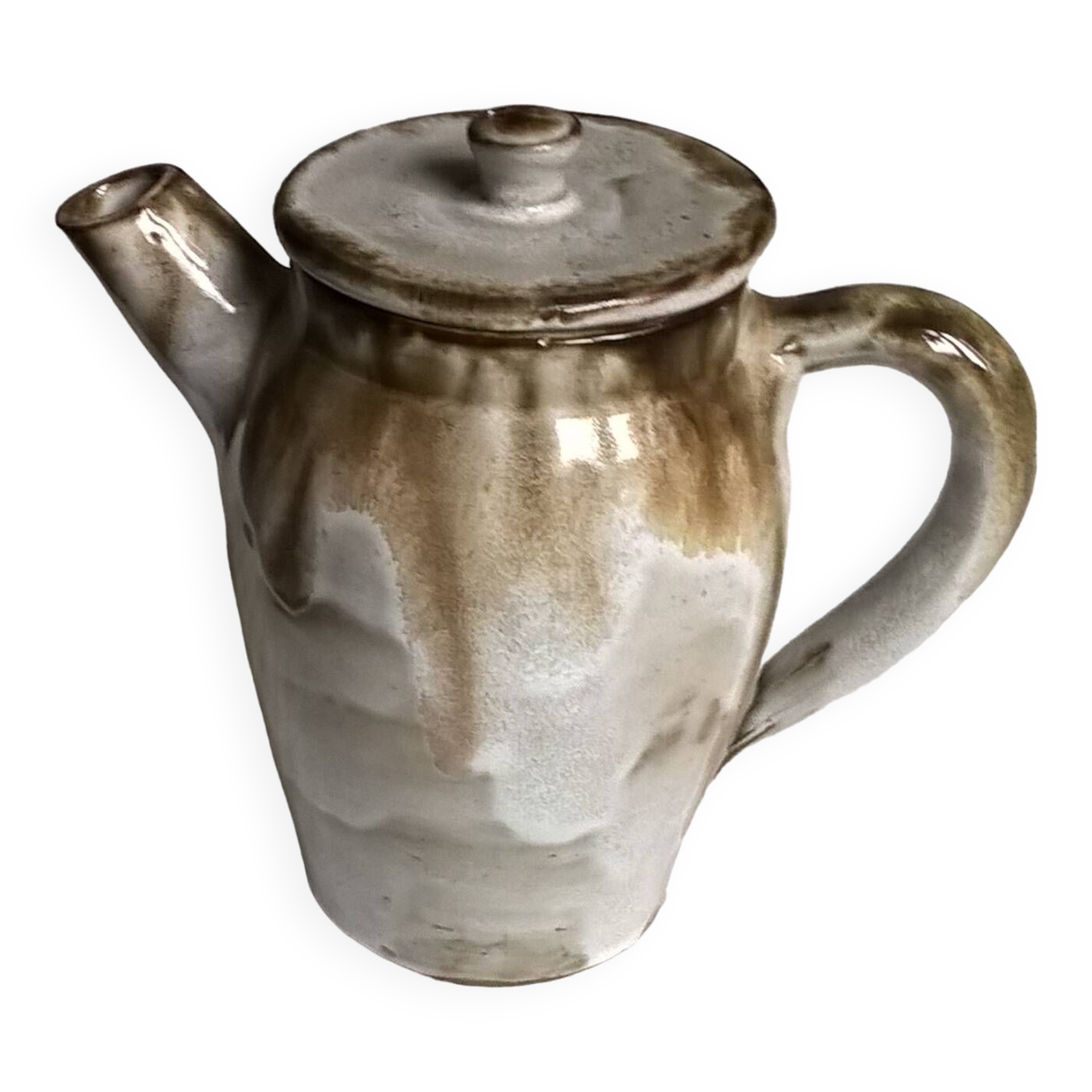 Glazed flamed stoneware teapot C.Turgis Normandie.