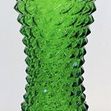 Empoli bottle vintage carafe in green diamond point glass Italy