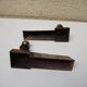 Old Neoclassical Cast Iron Andirons: Ball on Column
