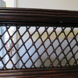 Rare vintage bar cabinet shelf wood woven rattan 80s retro