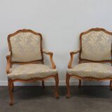 Pair of Louis XV style cabriolet armchairs