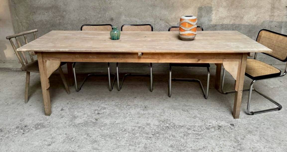 Large farm table solid wood draper table Length 240 cm