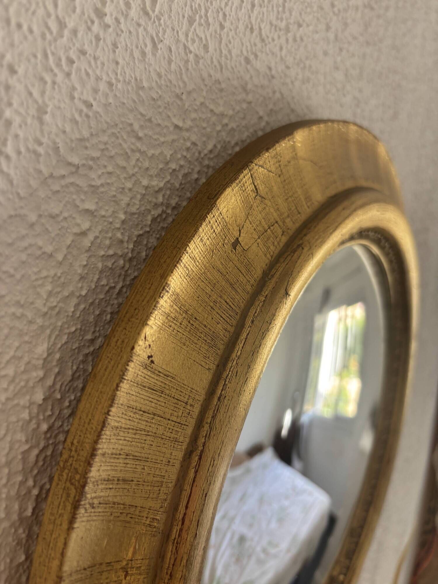 Vintage 1970s sun mirror witch's eye wood and gold - 42 cm