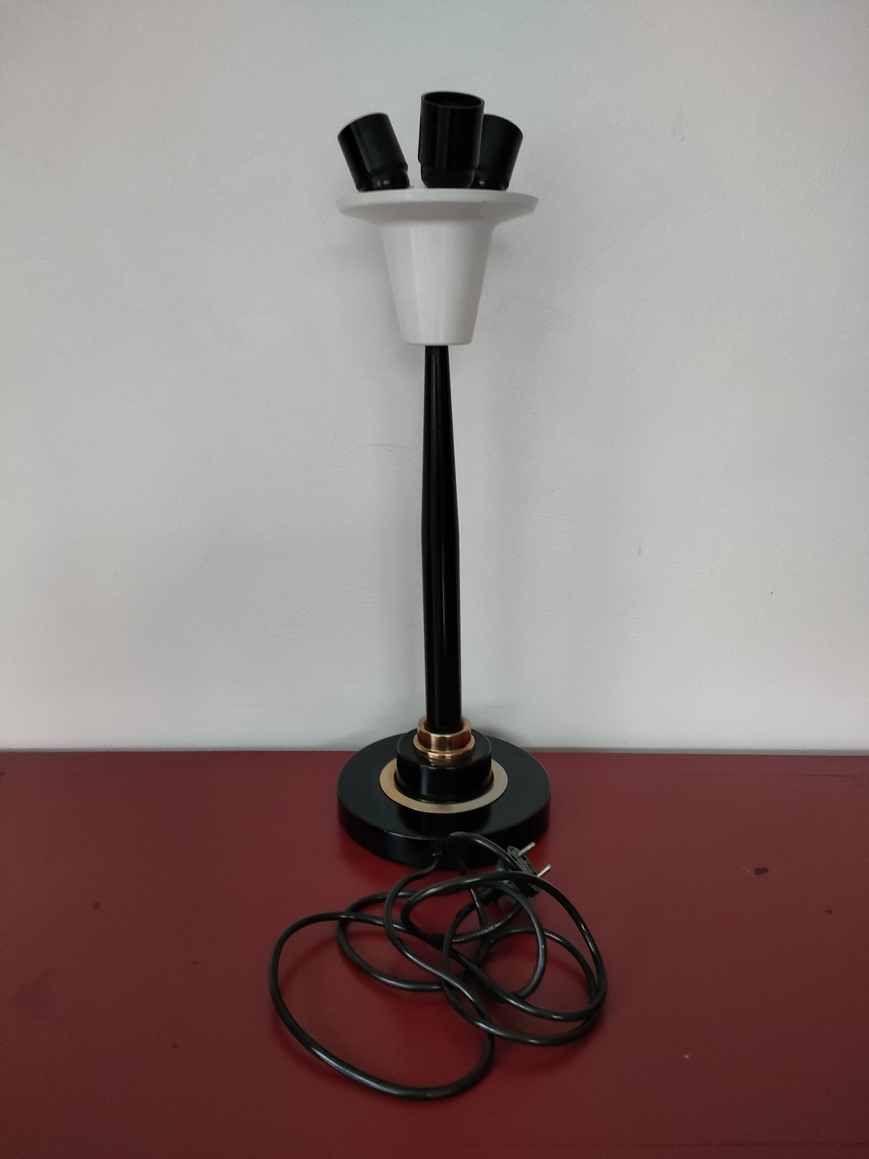 Lumi industrial metal lamp base - three lights - 1970s - Italy