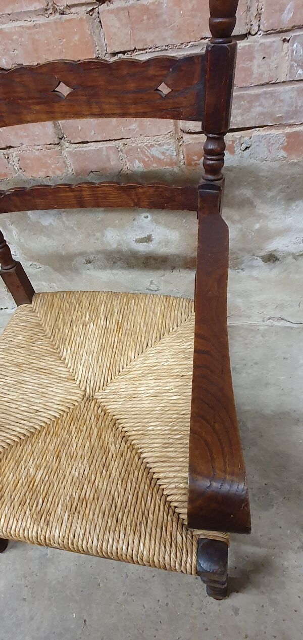 Fauteuil vintage en frêne et cannage