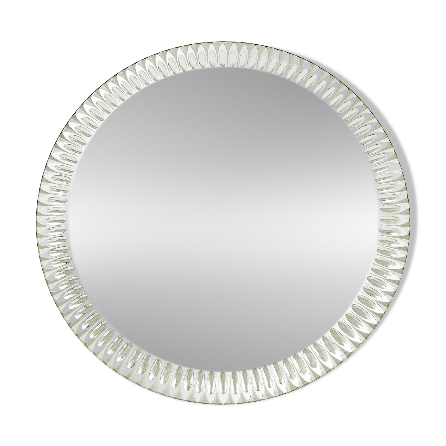 Miroir Mural Rond Facetté Effet Optique Cristal Arte Exceptionnel, Italie, Années 1960
