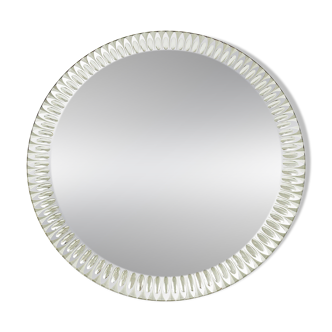 Miroir Mural Rond Facetté Effet Optique Cristal Arte Exceptionnel, Italie, Années 1960