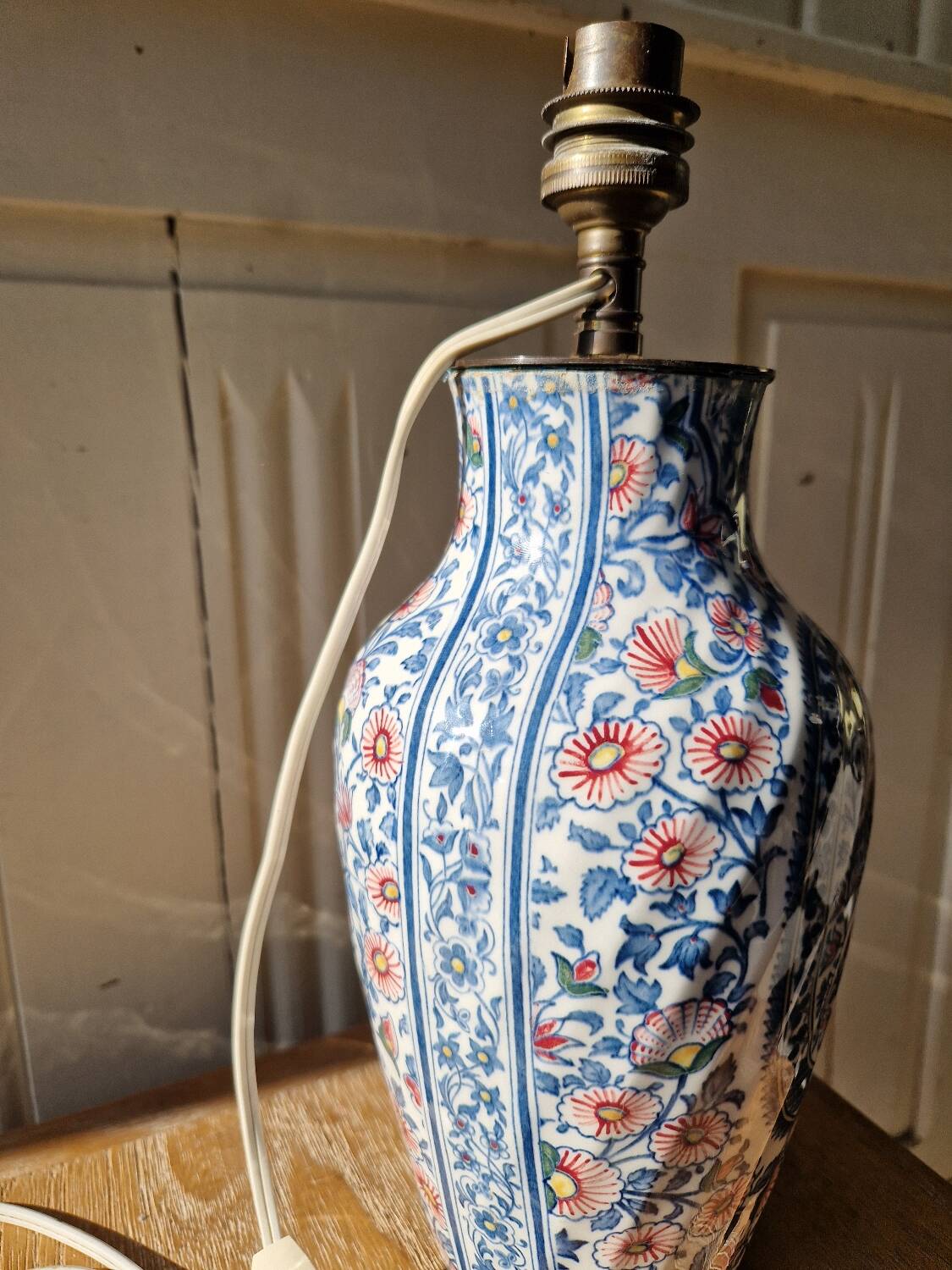 Antique lamp base in Gien earthenware