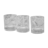 Three whisky glasses in vintage chiseled crystal 1960