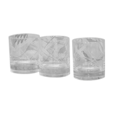 Three whisky glasses in vintage chiseled crystal 1960