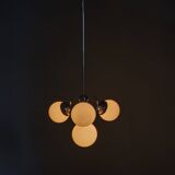 Bauhaus Globe Chandelier Czechoslovakia 1930s Chrome Pendant