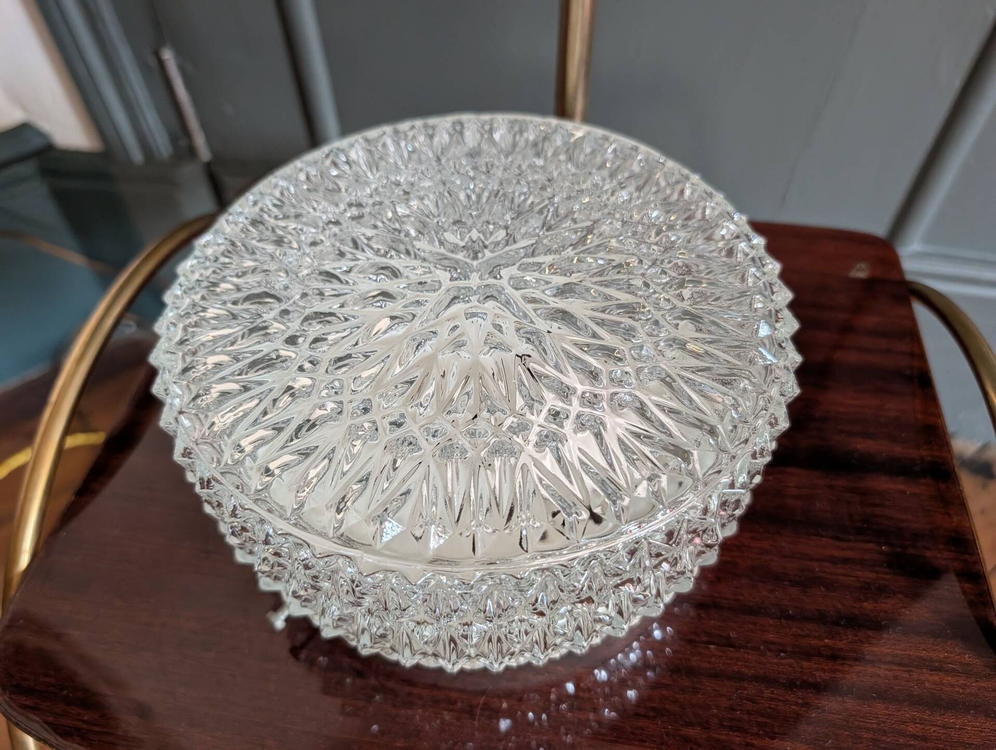 Ceiling light / wall light MATHIAS 1970s – moulded glass with diamond points