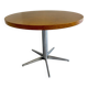 Old round table in solid wood and metal, vintage 70s design