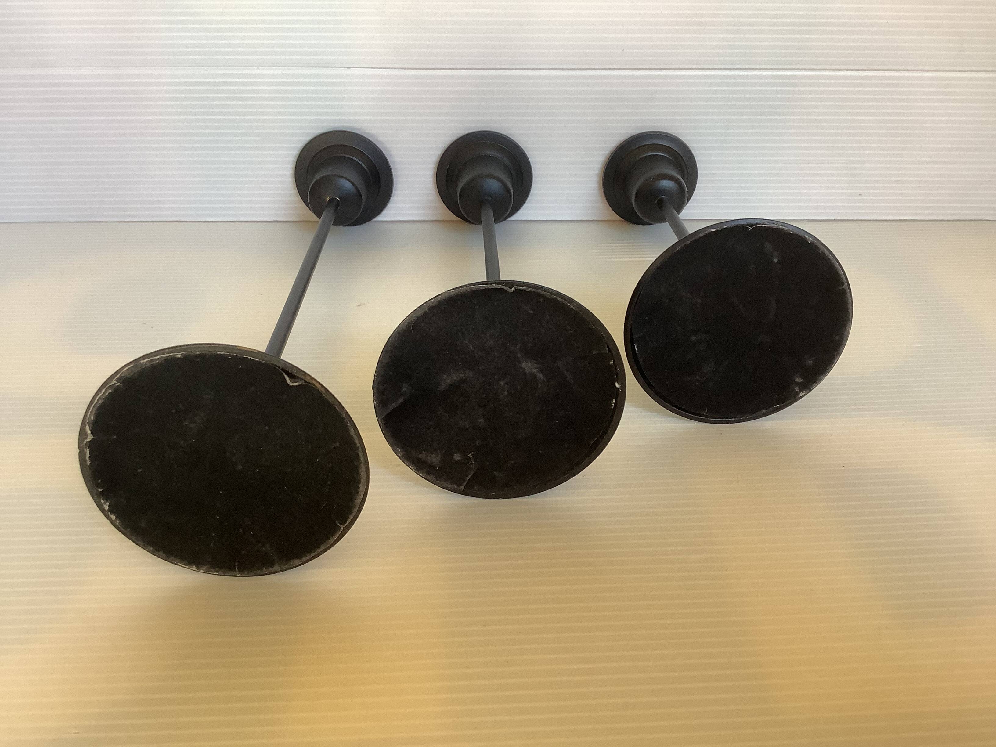 Trio of Scandinavian tulip-foot candlesticks