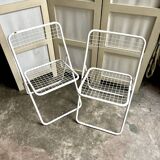 2 white metal "Ted Ned" folding chairs by Niels Gammelgaard for IKEA, 1980s