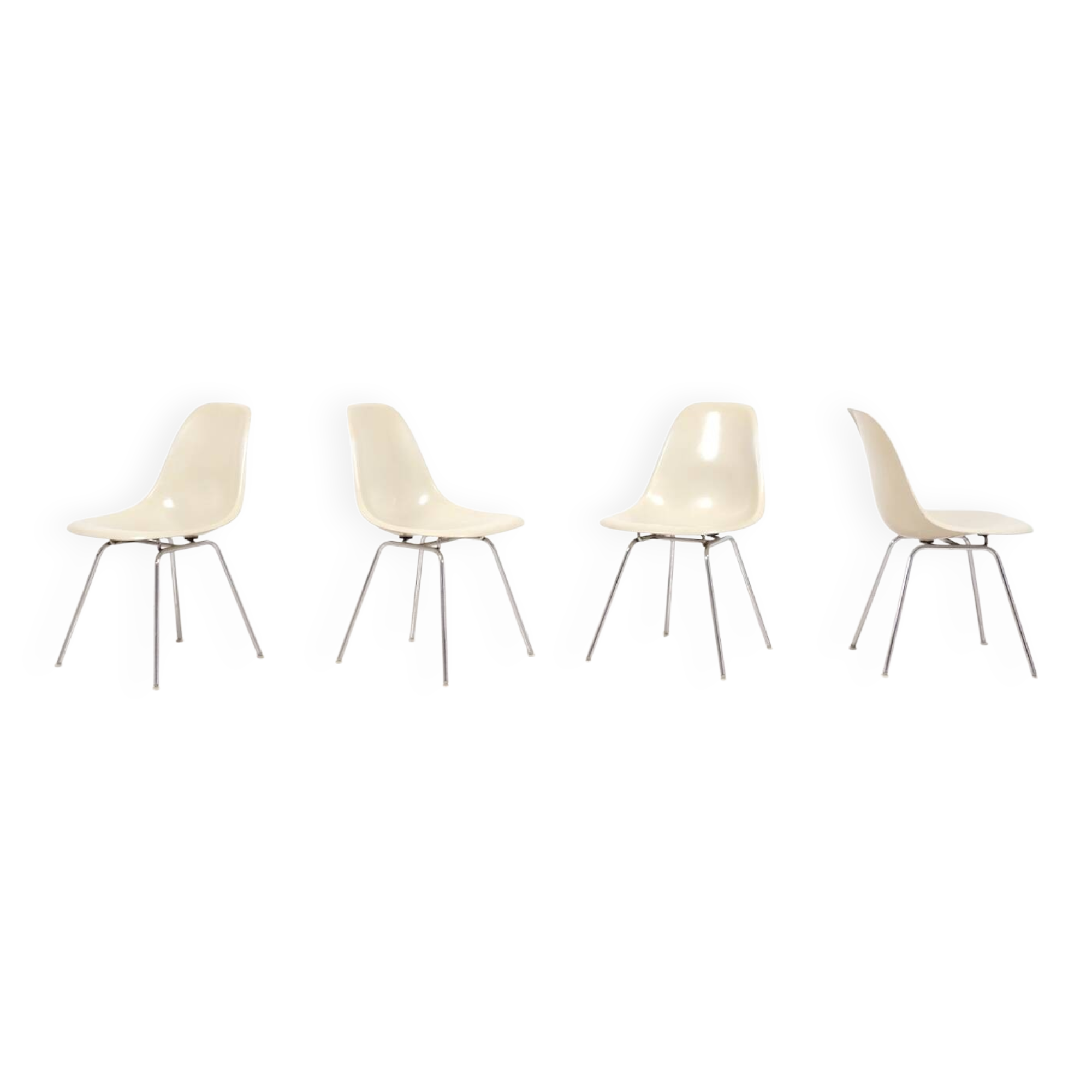 Ensemble de 4 chaises Eames en fibre de verre avec base en H pour Fehlbaum par Herman Miller