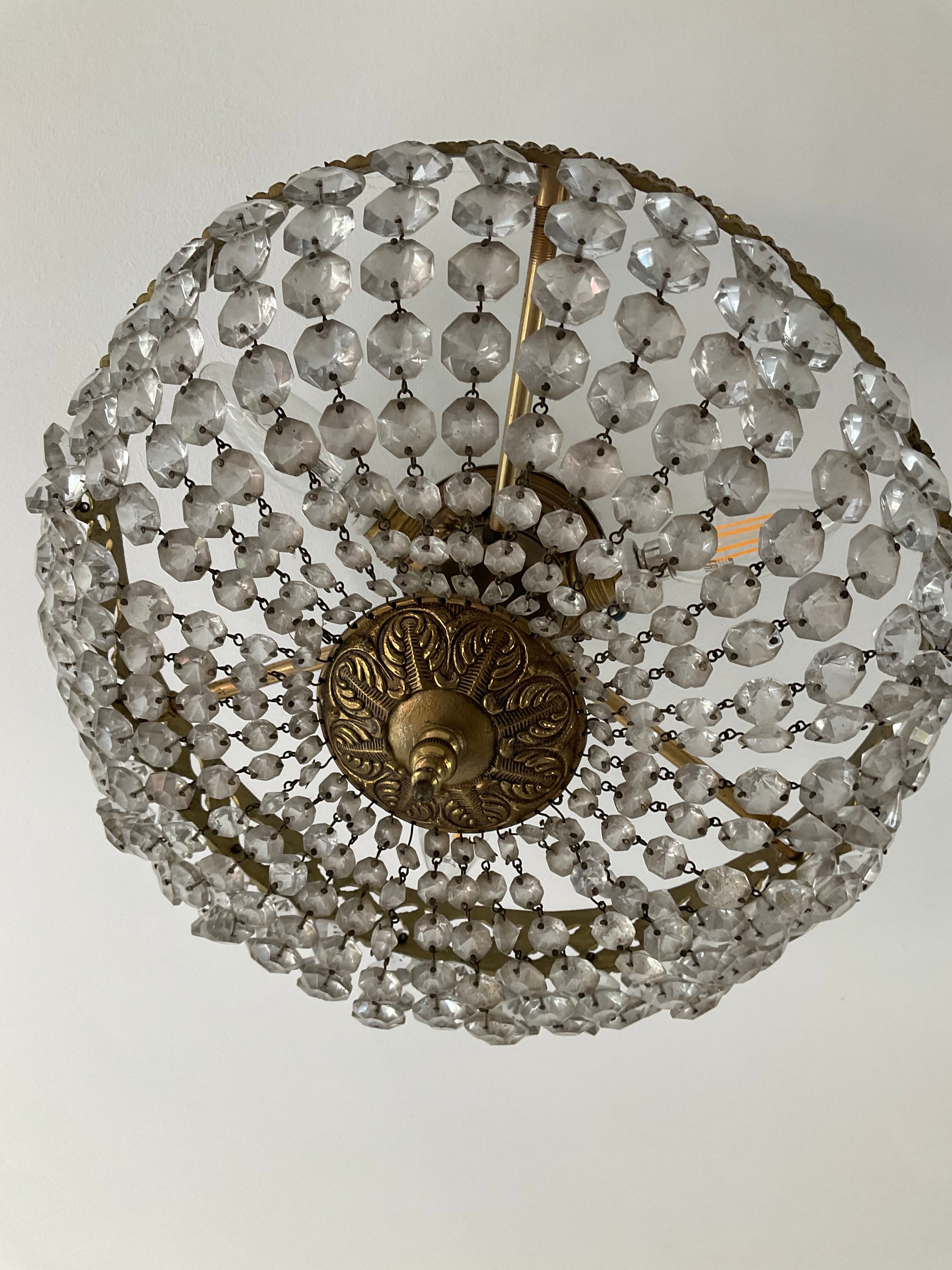 Old ceiling lamp basket with grapevines and bronze